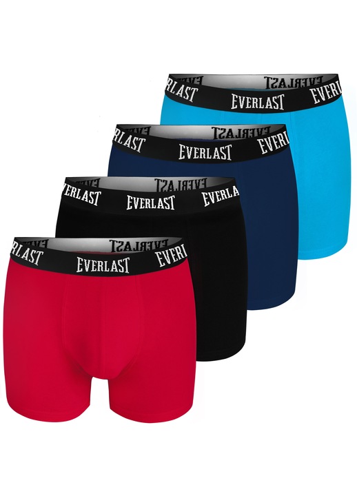 Set 4 bucati, boxeri barbati, Everlast, EV004, Banda elastica cu logo, Clasici, Bumbac, Multicolor, Multicolor