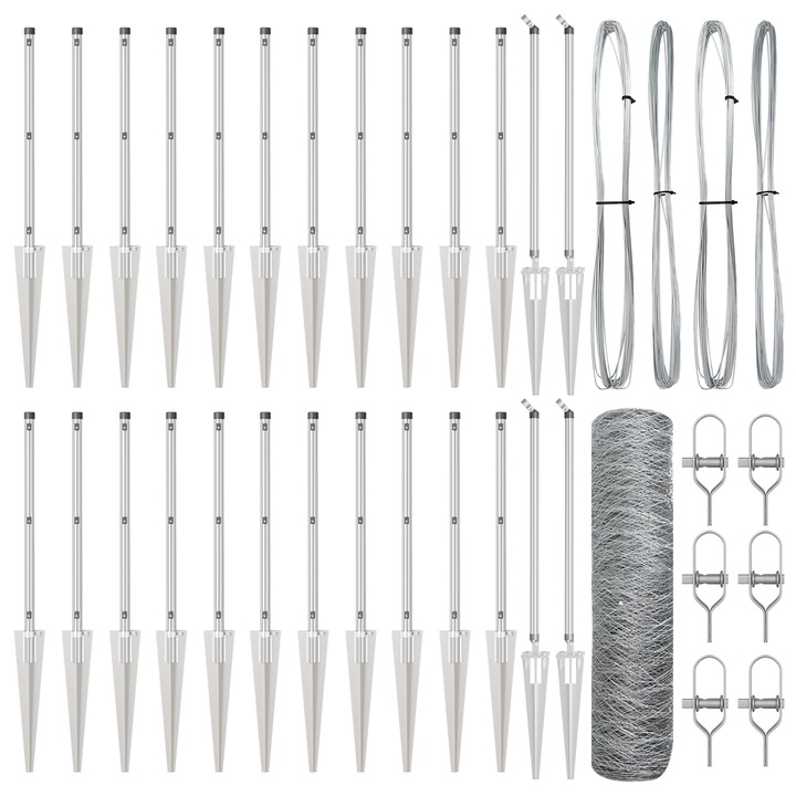 Gard hexagonal vidaXL, 0.6x50 m, Otel Galvanizat, 24.55 kg