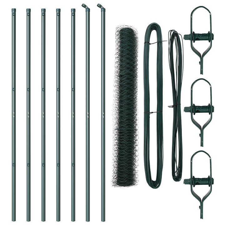 Gard hexagonal vidaXL, Verde, 1.4x10 m, Otel, 12.84 kg