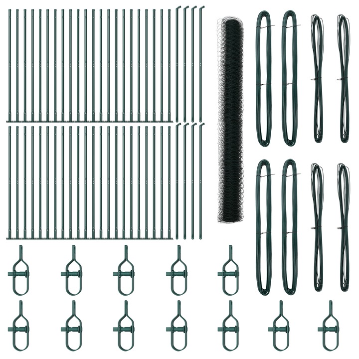 Gard hexagonal vidaXL, Verde, 1.4x100 m, Otel, 41.6 kg