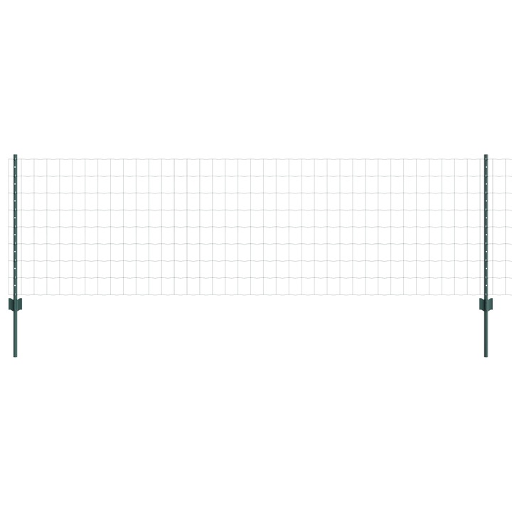 Gard Euro cu 11 Stalpi Verzi vidaXL, 0,8x25 m, Otel, 16.42 kg
