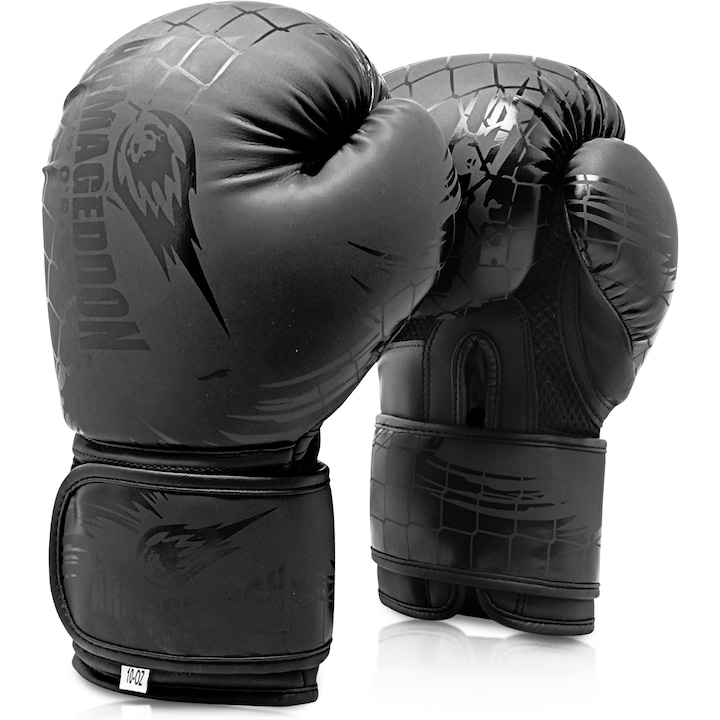 Manusi de Box Armageddon Sports, Negru mat, 10 oz
