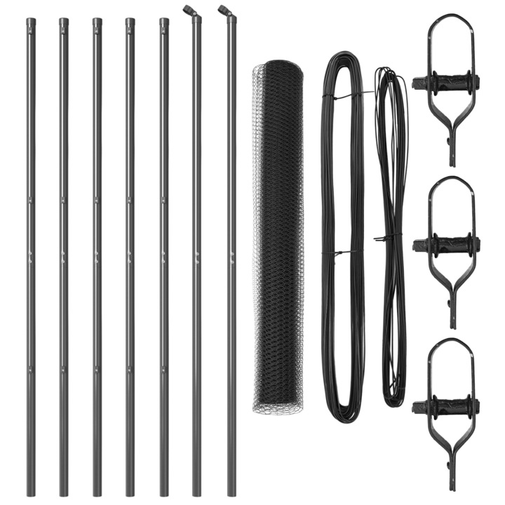 Gard hexagonal vidaXL, Gri, 1x10 m, Otel, 10.5 kg