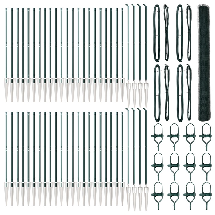 Gard hexagonal vidaXL, Verde, 1.6x100 m, Otel, 47.65 kg