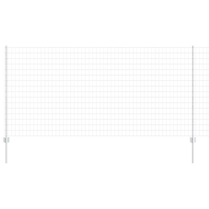 Gard Euro cu 10 Stalpi Argintii vidaXL, 1,2x10 m, Otel, 15.55 kg
