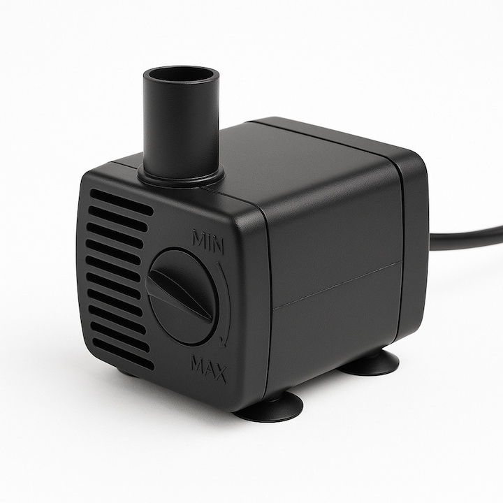 Mini pompa de apa submersibila Boyu, 150 l/h, 6W, 220V, debit reglabil, compacta, pentru fantani arteziene, acvarii si proiecte DIY
