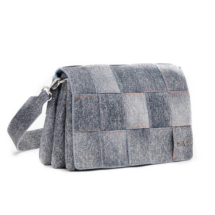 Geanta de dama crossbody, Desigual, seria Denim Dortmund, Gri