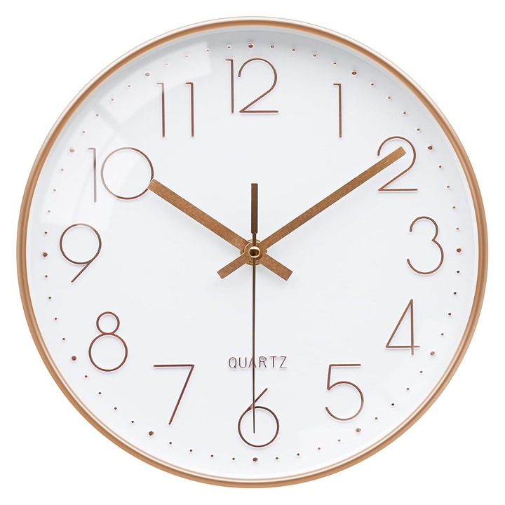 Ceasuri de perete silentios, ZGGZERG, Forma rotunda, Afisare cu cifre arabe, Miscare ultra-usoara Quartz, Design modern, Pentru birou Clasa de clasa Scoala Acasa Camera de zi Dormitor Bucatarie, Diametru 20 cm, Roz
