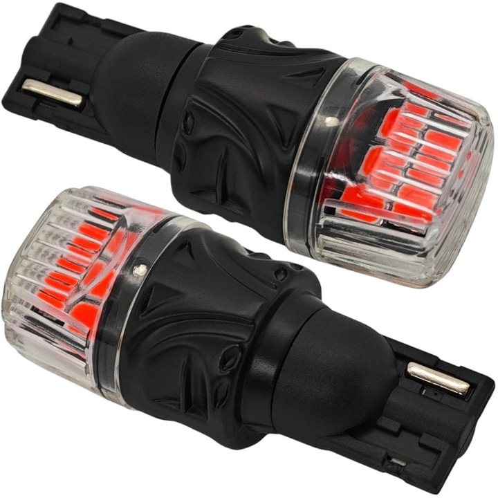 Комплект LED крушки, T15, W16W, T10, W5W, 12V - 24V, CANBUS, 1000lm, Червено, 2 бр