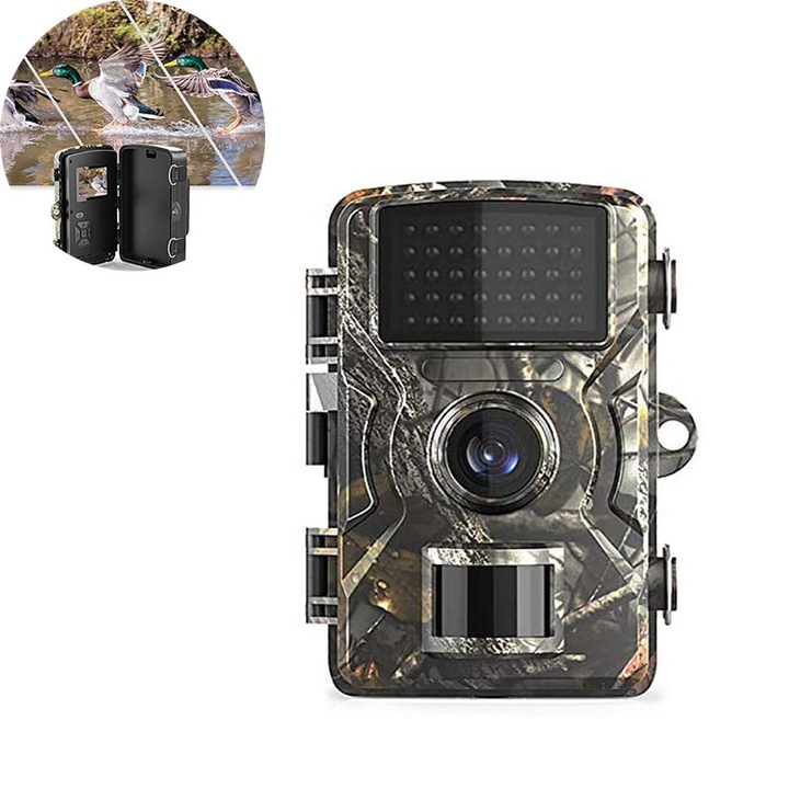 Camera de vanatoare - 12MP 1080P Camera de supraveghere pentru trasee si vanat, camera de securitate activata de miscare, IP66, impermeabila, cu infrarosu pentru exterior