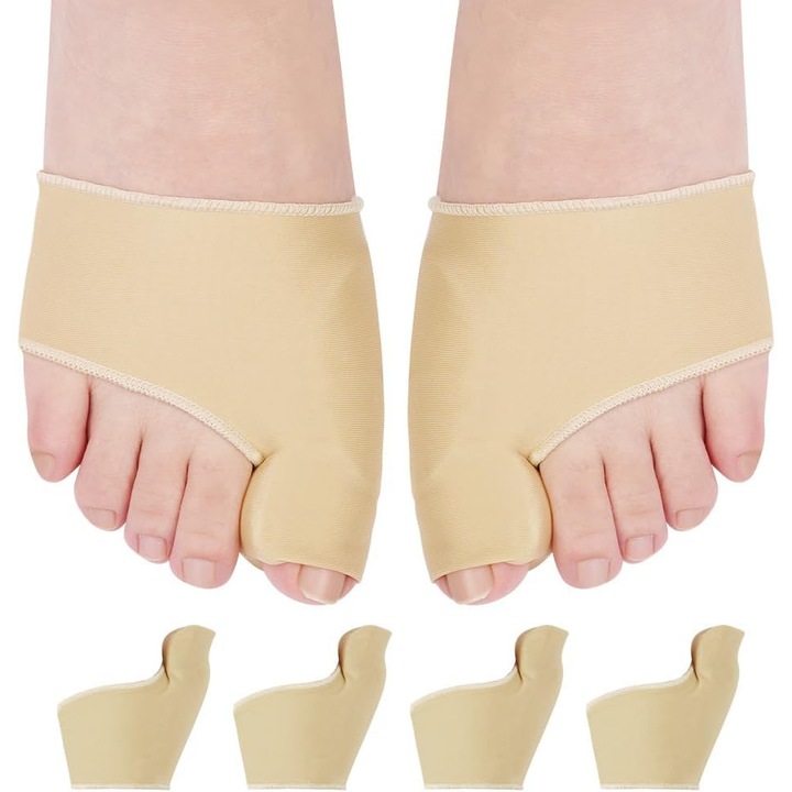 Corector pentru hallux valgus, corector pentru hallux valgus din 4 piese, corector de atela cu perna de gel, atela pentru hallux valgus, protector si separator pentru degetul mare de la picior, corector pentru hallux valgus