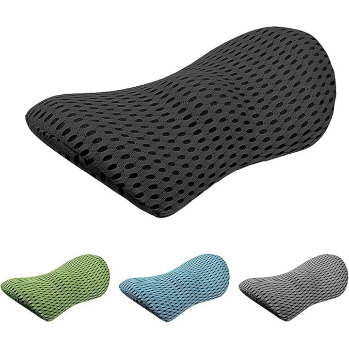 Ergonomikus memóriahab deréktámasz párna, enyhíti a hátfájást, CMFY légáteresztő, levehető és mosható, Neo Cushion deréktámasz párna irodai székekhez, autósülésekhez (fekete)