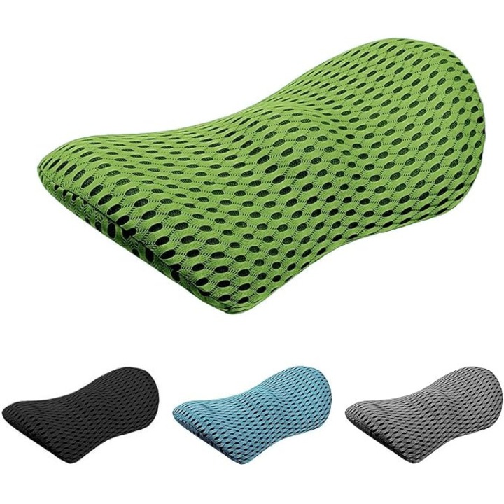 Ergonomikus memóriahab deréktámasz párna, enyhíti a hátfájást, CMFY légáteresztő, levehető és mosható, Neo Cushion deréktámasz párna irodai székekhez, autósülésekhez (zöld)
