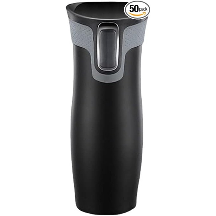 Termos creativ din otel inoxidabil dublu strat 304, cana de cafea cu vid, cu un singur buton, pentru apa potabila, cana auto Mark Business (negru)