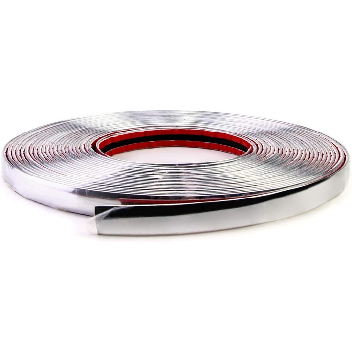 Banda adeziva cromata auto, autocolant de protectie a marginilor exterioare laterale ale masinii, decoratiune exterioara DIY pentru protectia usii barei de protectie, 9/16" x 40 picioare / 15 mm x 12 m