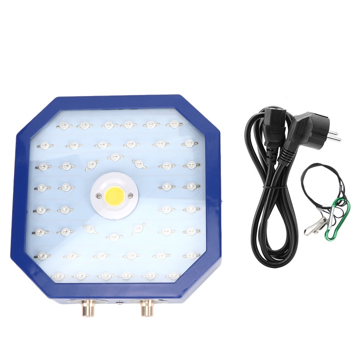 Lampa de crestere ZYBLSSBB LSM2xh2967-BCS0040450, LED COB full spectrum 1100W, reglaj dublu, IP67, AC85-265V, albastru, 21 x 21 x 5 cm