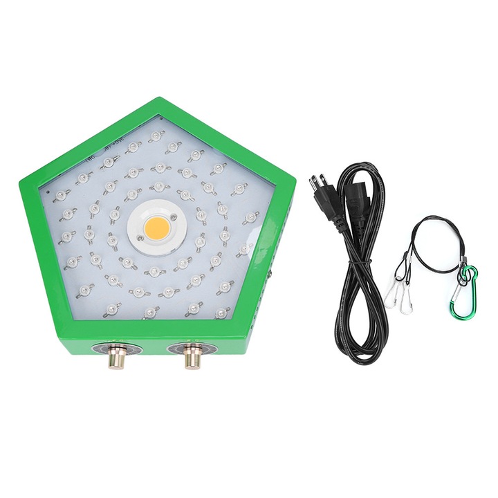 Lampa de crestere LED ZYBLSSBB LSM2xh4509-BCS0044204, 1100W, spectru complet, COB + LED rosu/albastru, butoane duble de reglare, IP67, AC85-265V, verde, 22 x 22 x 5 cm