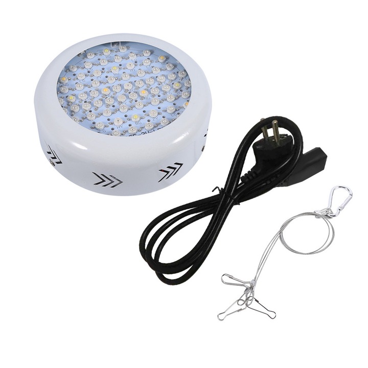 Lampa LED pentru cultivare (UFO) ZYBLSSBB LSM2xh2449-BCS0039411, spectru complet (UV/IR), 72 LED, putere nominala 216W (consum real ≈65W), 3000–3200 lm, 85–265V, alb