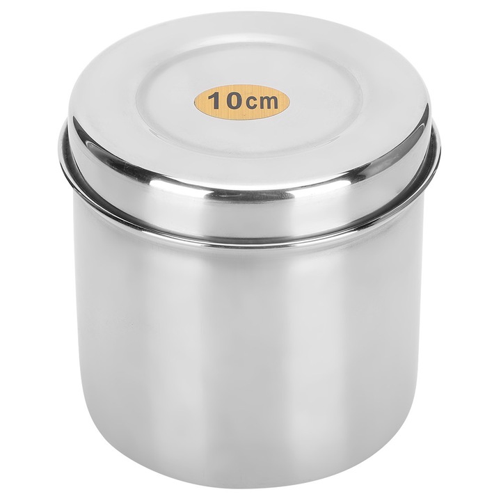 Borcanas din inox cu capac pentru bumbac, 10x10x10cm, set pentru utilizare in spitale si clinici