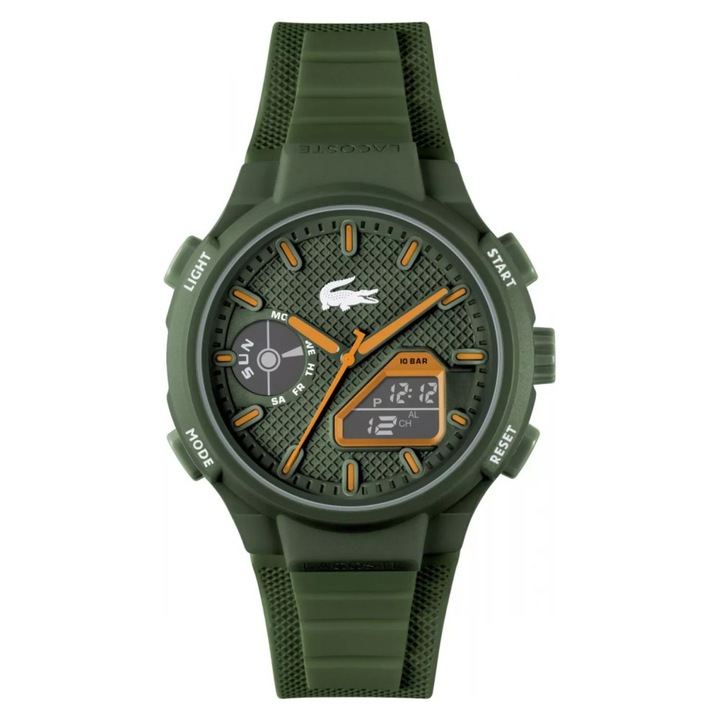 Ceas barbatesc Lacoste LC33 verde 44x15mm piele mineral 100m