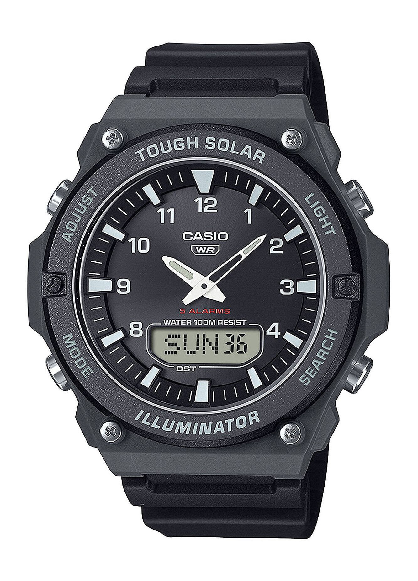 Ceas barbati Casio Solar AQ-S820W-1AVEF, negru, 50x50mm, rezistent