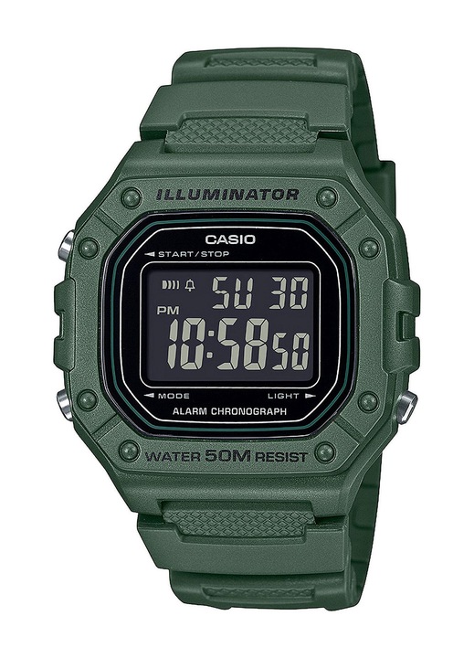 Ceas barbati Casio Timeless Collection, mecanism quartz, verde, 43x50m, curea din cauciuc