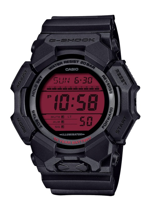 Часовник G-SHOCK Casio GD-010BBR-1ER, черен, 52мм, водоустойчив на 200м, каучукова каишка