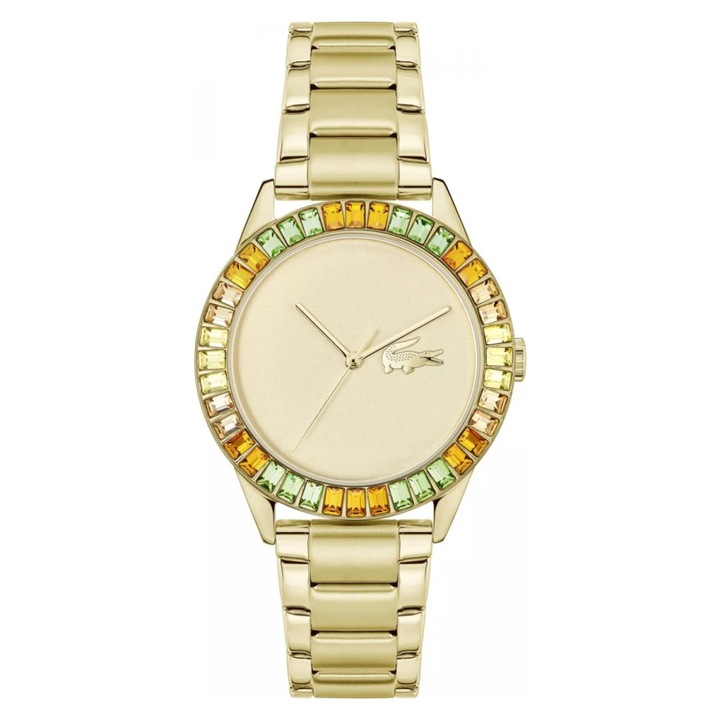 Ceas dama Lacoste 2001410 Ladycroc, crem, bratara metalica, 37x8mm, rezistent la apa 50m