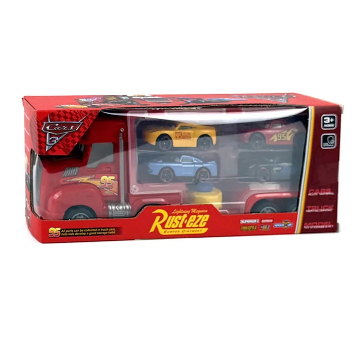 Set camion Mack, cu carucioare, cu lansator si 4 personaje