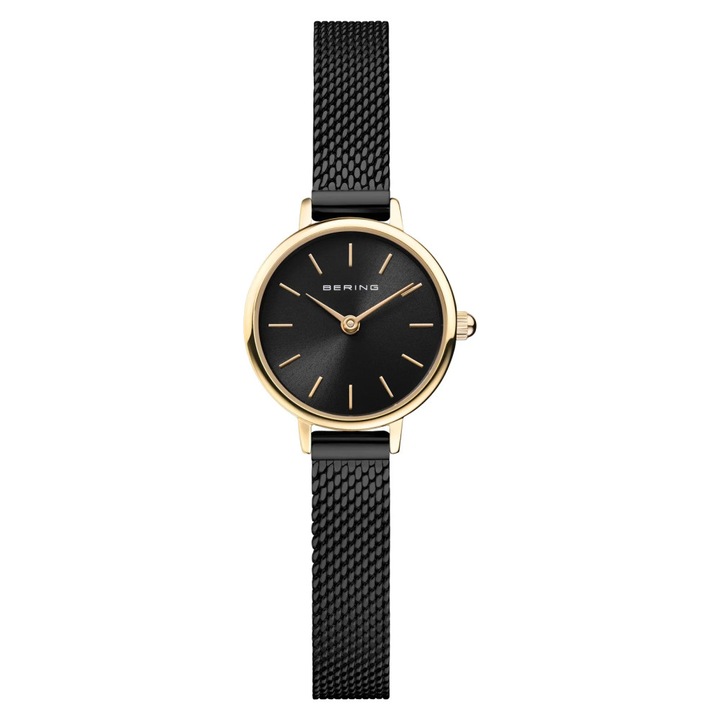 Ceas Bering 11022-132, negru-galben, 22x6mm, bratara otel inoxidabil