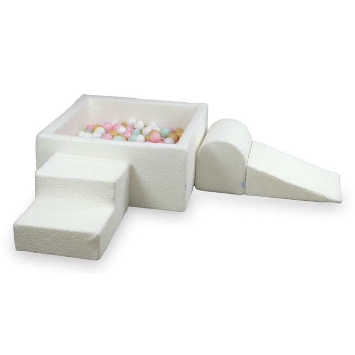 Habszivacs játszótér medencével 90x90x40, 400 labda, fehér, mimii