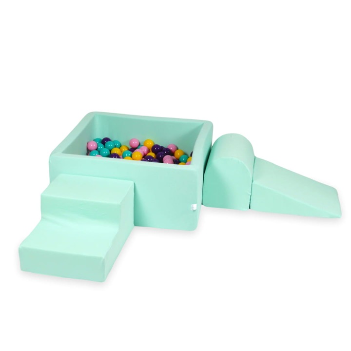 Habszivacs játszótér szett négyzet alakú medencével 90x90x40 cm, 400 labda, többszínű