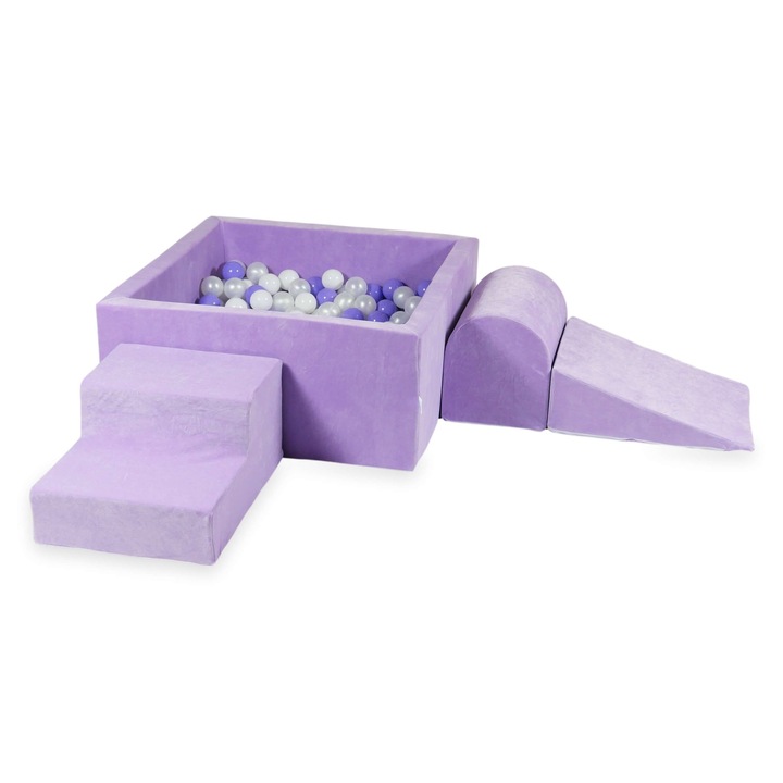 Habszivacs játszótér négyzet alakú medencével 90x90x40, 400 labda, lila, mimii