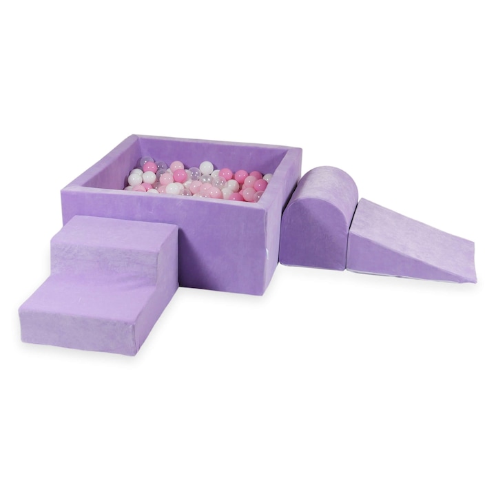 Habszivacs játszótér szett négyzet alakú medencével 90x90x40, 400 labda, lila, mimii