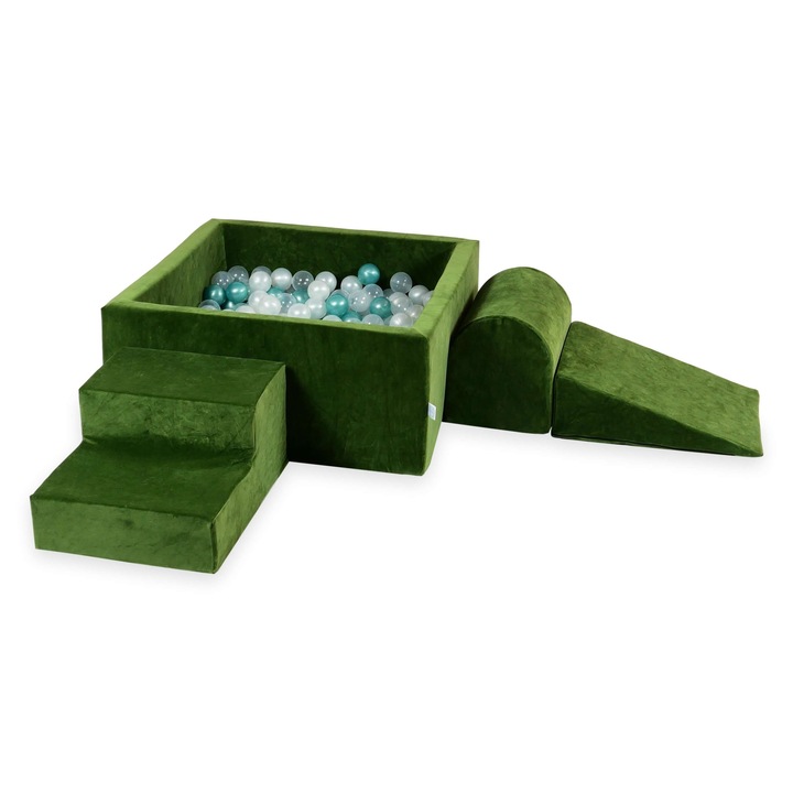 Habszivacs játszótér négyzet alakú medencével 90x90x40, 400 labda, mimii, olívazöld