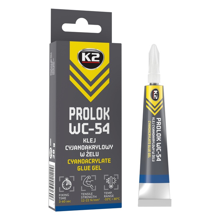 Adeziv gel K2 PROLOK WC-54 rezistent la apa si ulei 20g