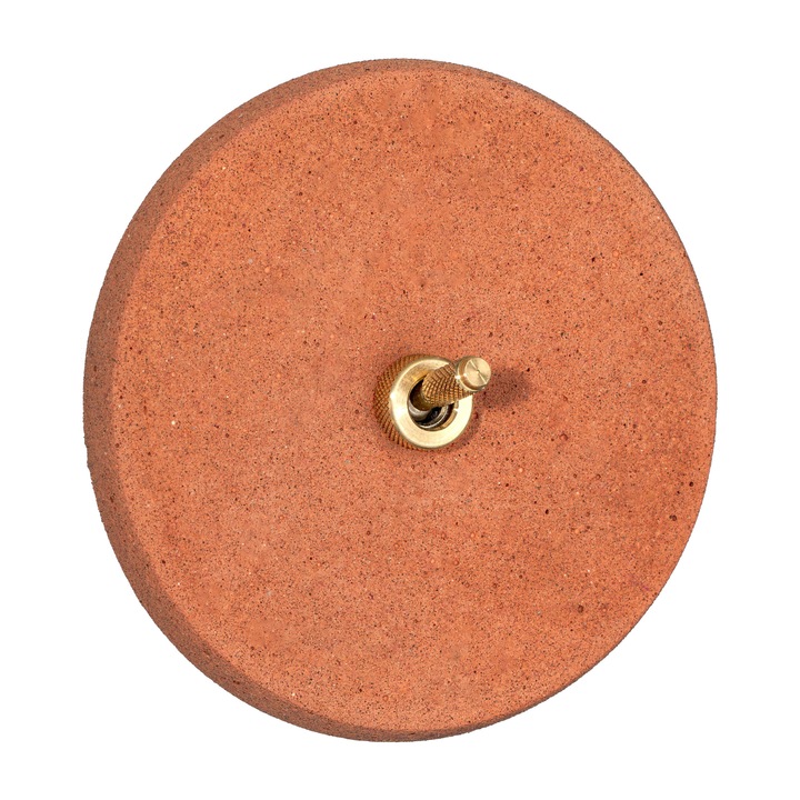 Készlet: aranycsíkos sárgaréz kapcsoló, kézzel készített kerek díszkerettel, kompozitból - pigmentált kőporból és akrilgyantából, körömvirág színű