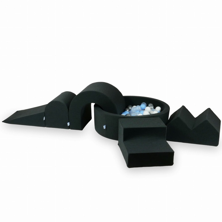 Habszivacs játszótér kerek medencével 90x30, 5 elem, 200 labda, grafit