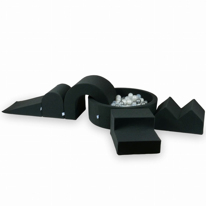 Habszivacs játszótér kerek medencével 90x30, 5 elem, 200 labda, grafit