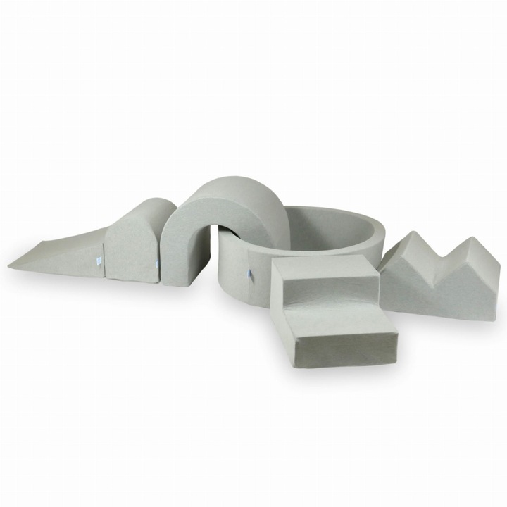 Habszivacs játszótér kerek medencével 90x30, mimii, 5 elem, világosszürke
