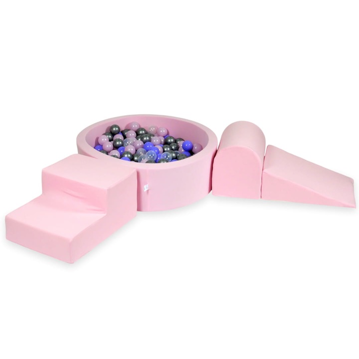 Habszivacs játszótér kerek medencével 90x30 cm, 200 labdával, púderrózsaszín, gyerekeknek