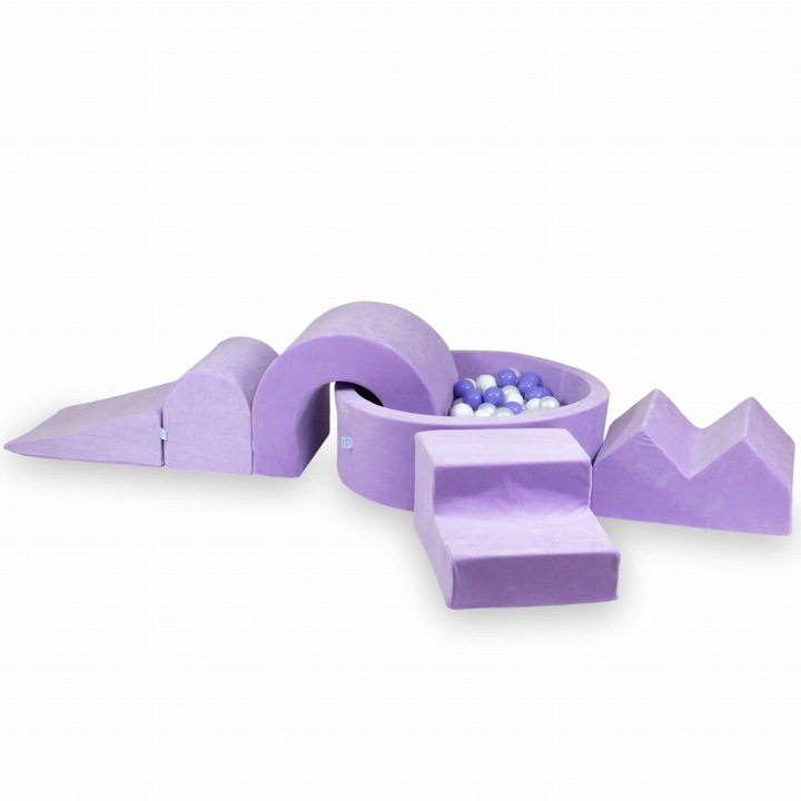 Habszivacs játszótér kerek medencével 90x30, 5 elem, 200 labda, lila, mimii