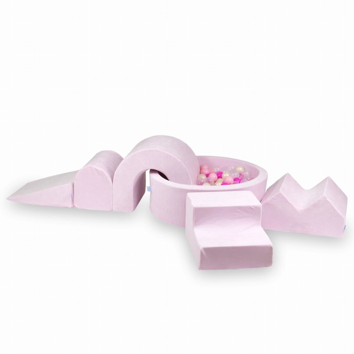 Habszivacs játszótér szett kerek medencével 90x30, 5 elem, 200 labda, rózsaszín