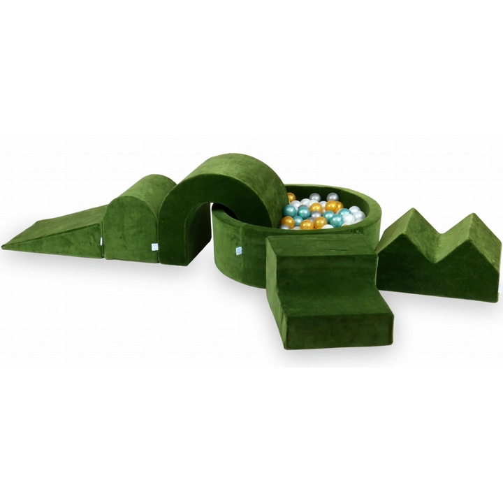 Habszivacs játszótér szett kerek medencével 90x30, 5 elem, 200 labda, gyöngy színek, ezüst, arany, metál türkiz