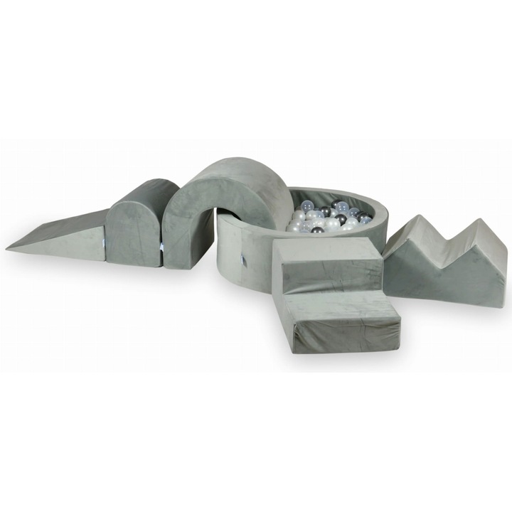 Habszivacs játszótér kerek medencével 90x30, 5 elem, 200 labda, szürke