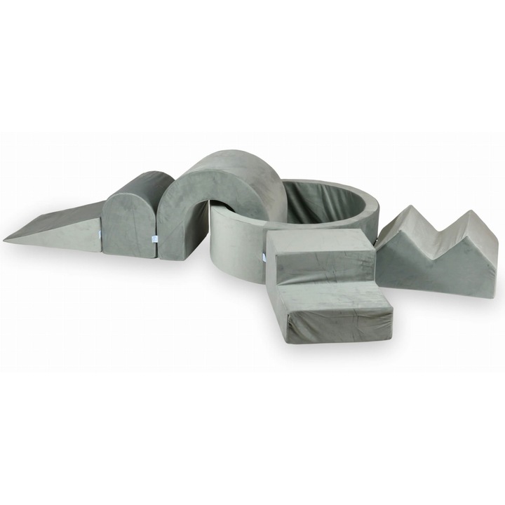 Habszivacs játszótér kerek medencével 90x30, 5 elem, szürke