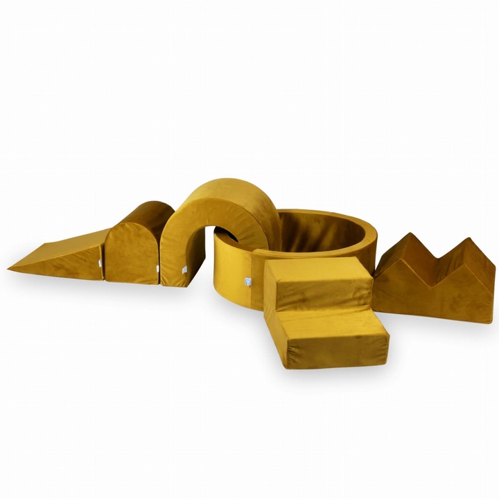 Habszivacs játszótér kerek medencével 90x30, 5 elem, sárga, mimii