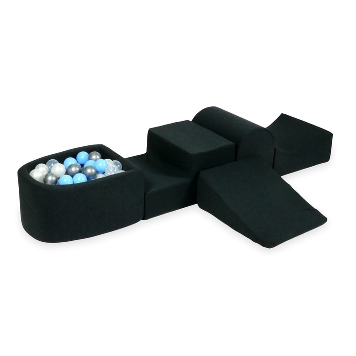 Habszivacs játszótér csúszdával és mikromedencével, 100 labda, grafit, 45x60x30cm