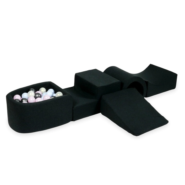 Habszivacs játszótér híddal és mikro medencével, 100 színes golyó, grafit, 45x60x30cm