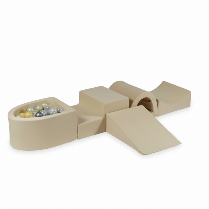 Habszivacs játszótér híddal és mikro medencével, 100 labda, bézs, 45x60x30cm